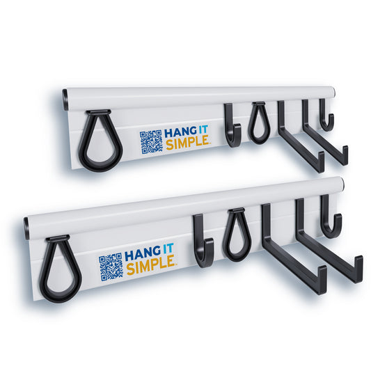 Hang It Simple 36-inch Starter Kit with rail, hooks, and rubber loops for garage organization