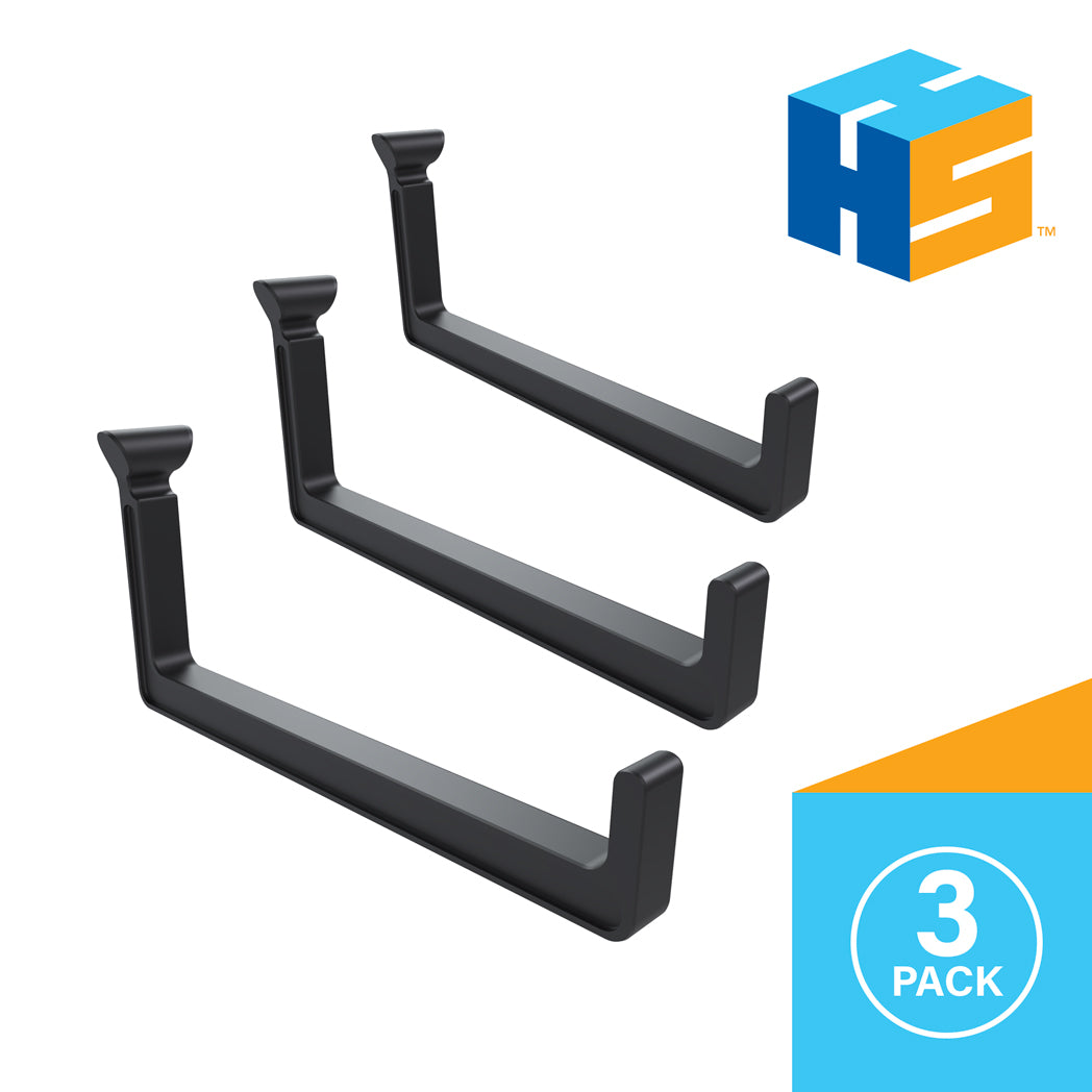 Set of three Hang It Simple black L Hooks for tools, cords, and storage