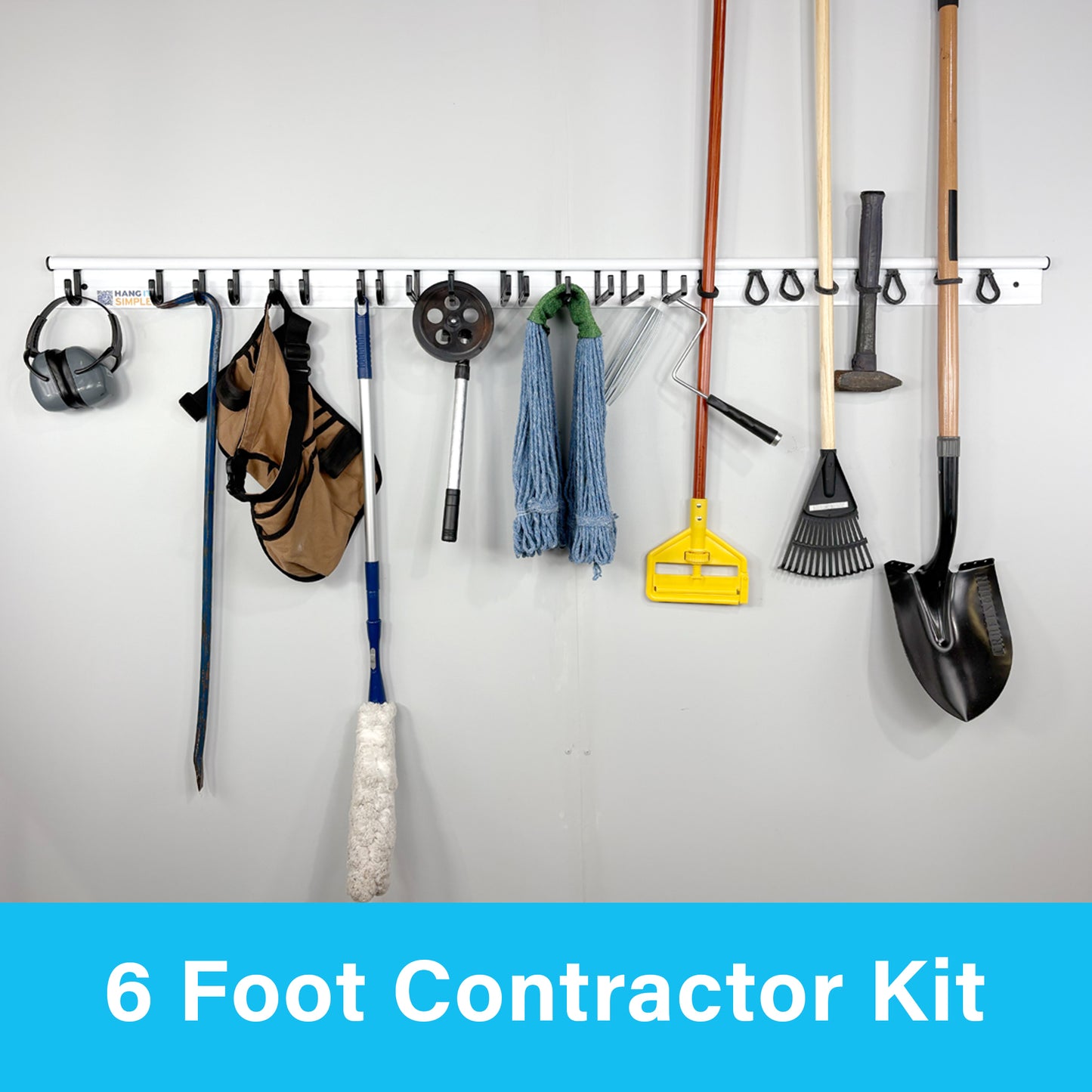 Hang It Simple 6' Contractor Kit – Heavy-Duty Wall Storage Rail System for Garage, Workshop & Tool Organization