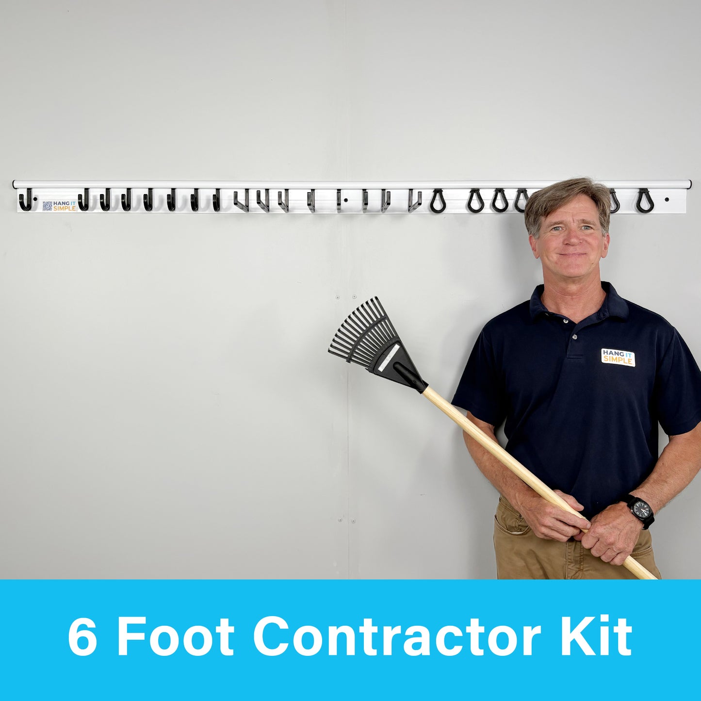 Hang It Simple 6' Contractor Kit – Heavy-Duty Wall Storage Rail System for Garage, Workshop & Tool Organization