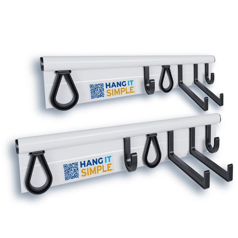 Hang It Simple 36-inch Starter Kit with rail, hooks, and rubber loops for garage organization